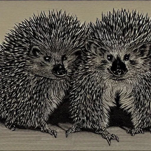 Prompt: The Great council of hedgehogs judges the fate of the last human.