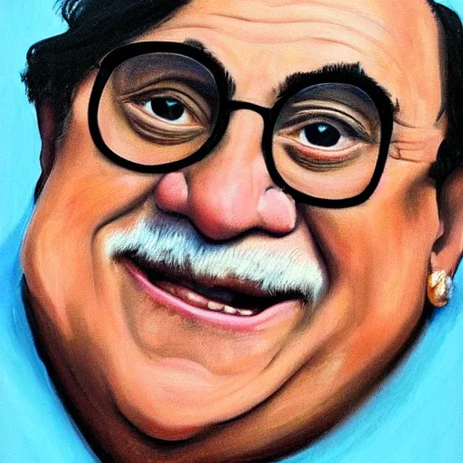 Image similar to danny devito painted in the style of the mona lisa, highly detailed face, 8 k