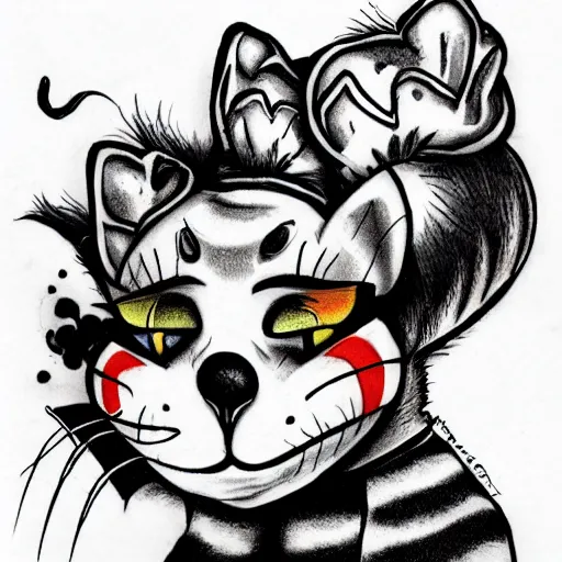 Image similar to clown cat tattoo design