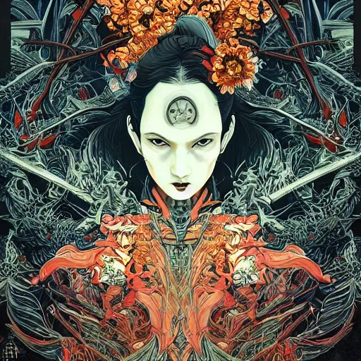 Image similar to 🏴🏴☠🤬, symmetrical, intense, detailed, by bambang nurdianshyah, garis edelweiss, roby dwi antono and dan mumford, ayami kojima, takato yamamoto, barclay shaw, norman rockwel, karol bak, yukito kishiro