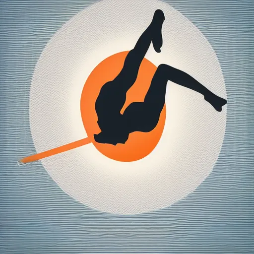 Image similar to stylized vector graphic of an athlete using gymnastic rings in the sun, warm colors, white background, trending on artstation