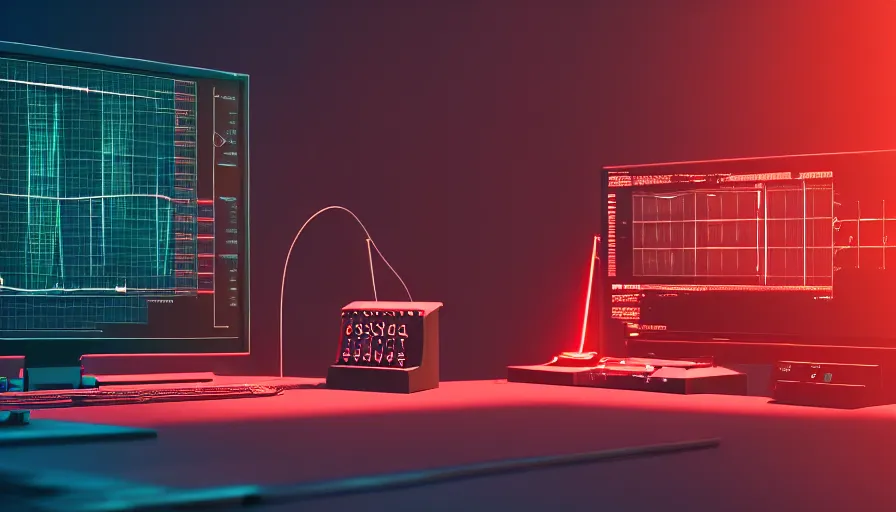 Image similar to rct screen showing oscilloscope on old soviet machine, volumetric lighting, photorealistic rendering, artstation, redshift, octane, golden ratio