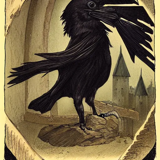 Image similar to portrait of a raven rogue in a castle. r / oldschoolfantasy