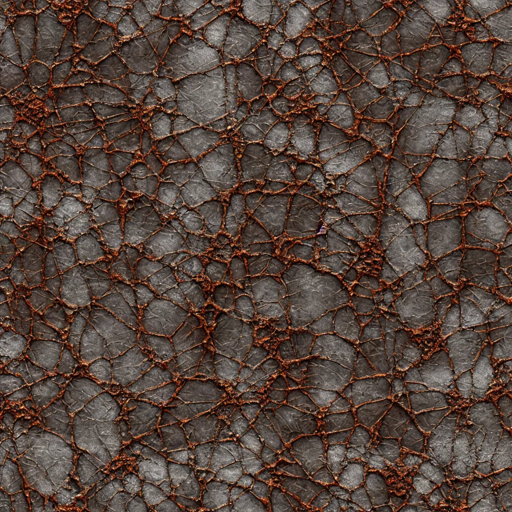 Image similar to seamless tileable texture of damaged rusted metal, realistic, very detailed, beautiful, corrosive damage, intricate details, sharp focus, substance designer, substance render, substance painter, marmoset, unreal engine, octane render