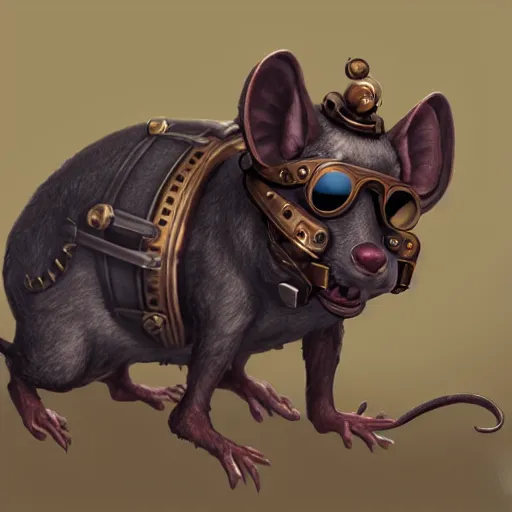 Image similar to a rat with steampunk googles, by Blizzard Concept Artists