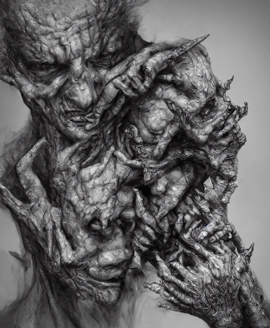 Prompt: devil holding a person, intricate, ultra detailed, photorealistic, trending on artstation