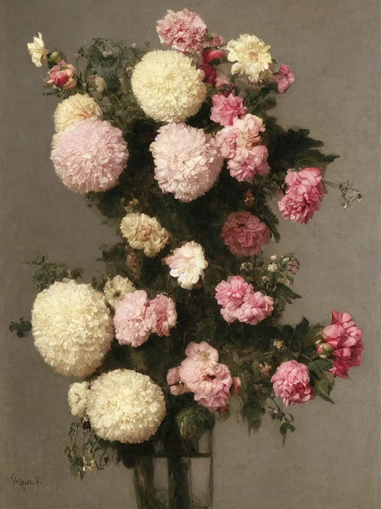 Image similar to gorgeousflowers by Fantin Latour, oil on canvas