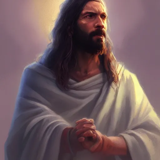 Prompt: portrait of Jesus, Greg Rutkowski