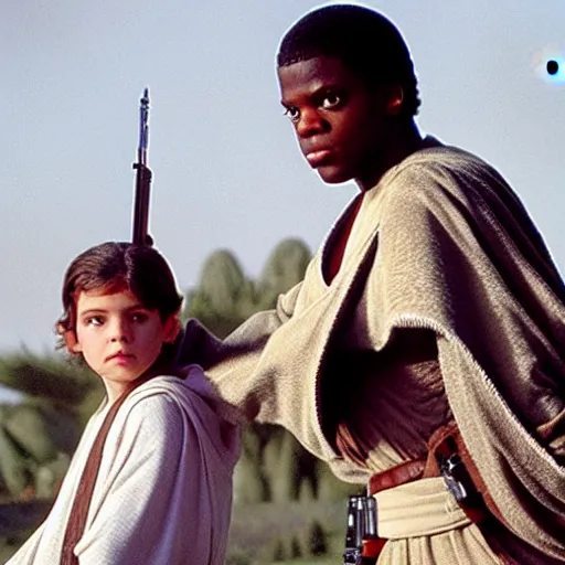 Prompt: still of vinicius junior as a padawan in star wars