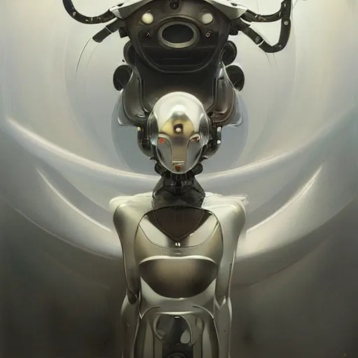 Image similar to scifi futurism automaton minimalism chrome by peter mohrbacher art Hajime Sorayama airbrush hyperrealism