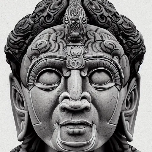 Prompt: enormous godlike face with titan eyes bodhisattva, praying meditating, prayer hands, intricate, detailed, epic, cinematic, artstation, by David Cronenberg