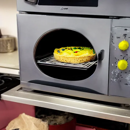 Image similar to an oven with a spongebob pie cooking inside