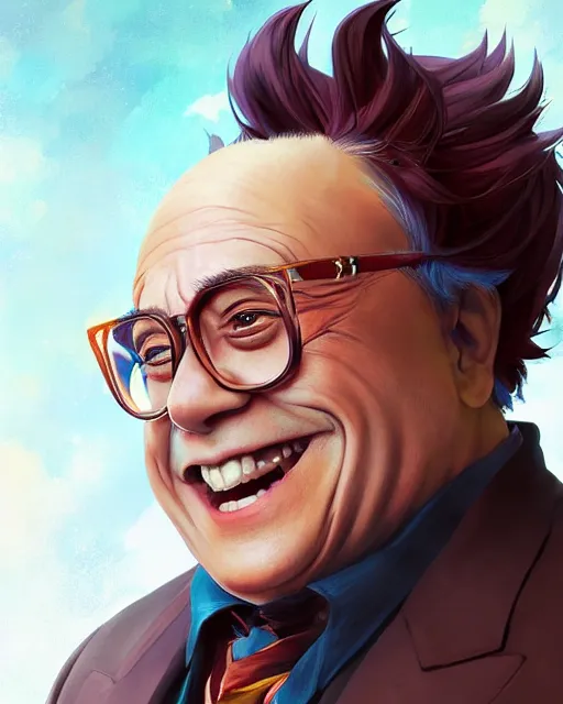 Image similar to anime portrait of Danny devito as an anime man by Stanley Artgerm Lau, WLOP, Rossdraws, James Jean, Andrei Riabovitchev, Marc Simonetti, and Sakimichan, trending on artstation