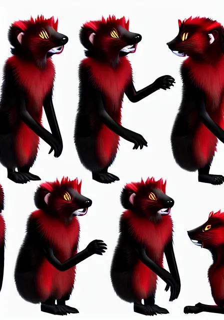 Image similar to furry - male - red - black - weasel - necromancer - fursona uhd ue 5 visual novel pc game expressions, photorealistic