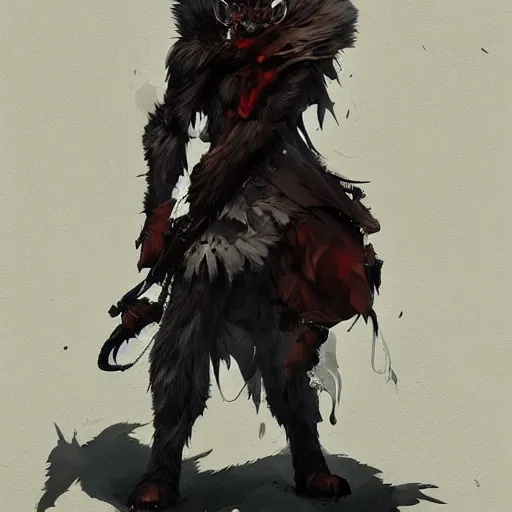 Prompt: concept art of anthropomorphized wolf fullbody, night theme, highly detailed painting by dustin nguyen, akihiko yoshida, greg tocchini, 4 k, trending on artstation, 8 k