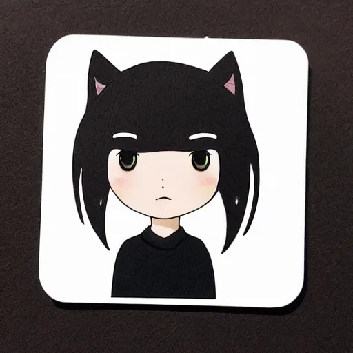 Image similar to girl with black cat, sticker, emoji, white background, by rossdraws, ghibli