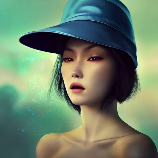 Image similar to a portrait of a beautiful woman exploring a space ship by zhang jingna, long hair, aged 2 5, swedish, wearing a travel hat, photo realistic, real life, photograph, 3 5 mm, octane render, trending on artstation