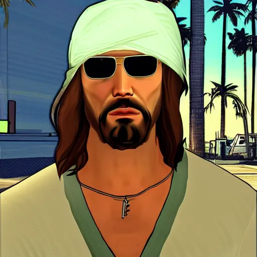 Prompt: badass jesus as a character in gta vice city