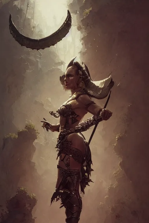 Prompt: natalie portman, legendary warrior, heroic fighter, diablo, fighting fantasy, tattoos, decorative ornaments, battle armor, by carl spitzweg, ismail inceoglu, vdragan bibin, hans thoma, greg rutkowski, alexandros pyromallis, perfect face, finely detailed, realistic shading