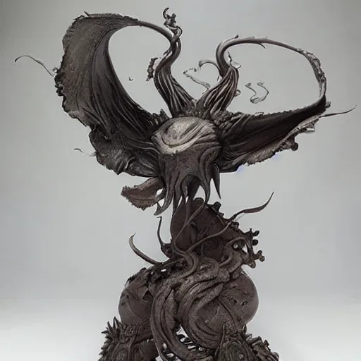 Image similar to angelarium, illithid, cthulhu, clay sculpture by ellen jewett