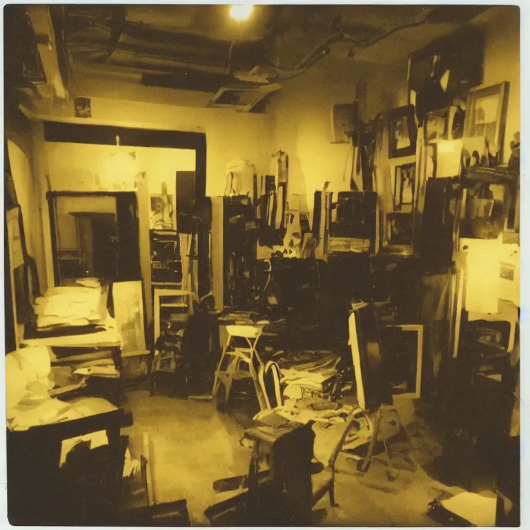 Image similar to atmospheric polaroid photo of the backrooms, yellow lighting