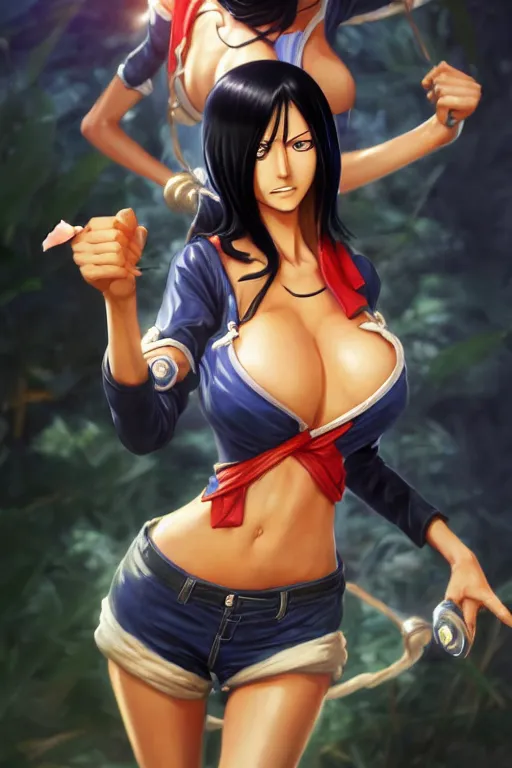 Image similar to Nico Robin in One Piece Anime,anatomy, only two hands, highly detailed, digital painting, artstation, concept art, smooth, sharp focus, illustration, Unreal Engine 5, 8K, art by art by artgerm and greg rutkowski and edgar maxence