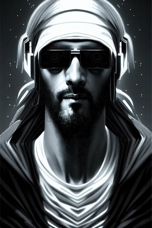 Image similar to cyberpunk jessus portrait, in the style of eteri chkadua, solarpunk, atmospheric, clean, intricate and epic composition, gray by caravaggio, insanely quality, highly detailed, masterpiece, white light, artstation, 4 k