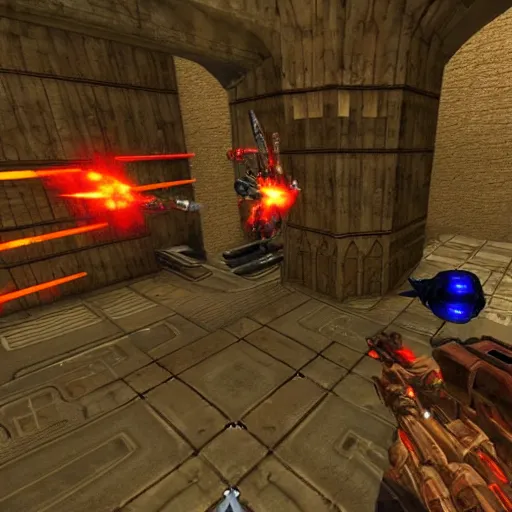 Image similar to john carmack plays quake 3 arena