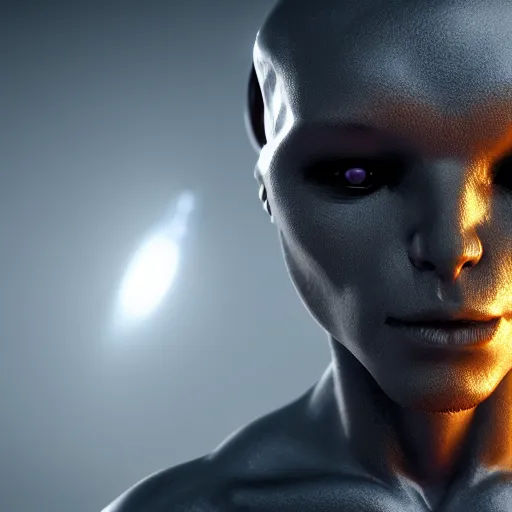 Prompt: a beautiful young male alien with ombre silver and gold skin, cinematic realistic, unreal engine 5,