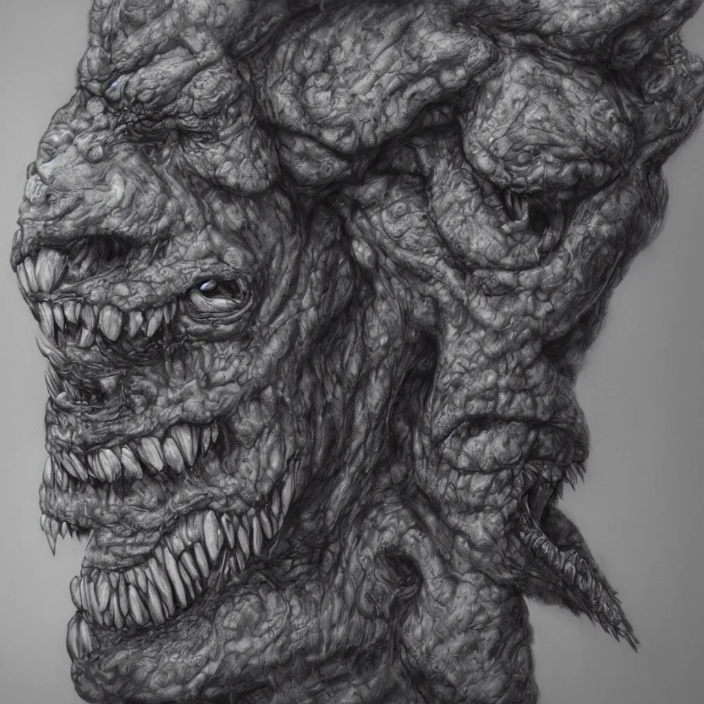 Image similar to a realistic detailed portrait photo of a monster