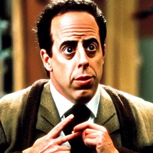 Prompt: jerry seinfeld as an evil scary monster, movie still