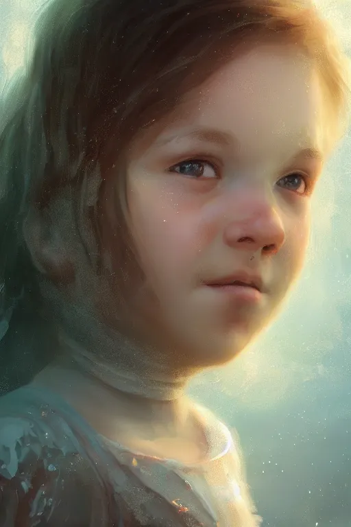 Image similar to Atlantis little girl, joyful, close-up portrait, intricate, elegant, volumetric lighting, scenery, digital painting, highly detailed, artstation, sharp focus, illustration, concept art, ruan jia, steve mccurry