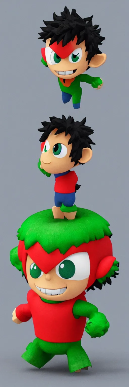 Prompt: 3d print of deku in pixar style