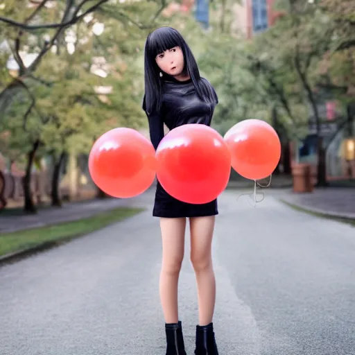 Image similar to anime girl with a balloon