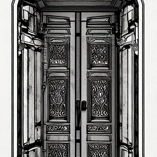 Image similar to one hundred doors with latches, concept art, trending on artstation, highly detailed, intricate, sharp focus, digital art, 8 k