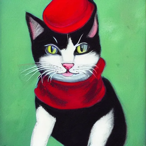 Image similar to Cat in red hat