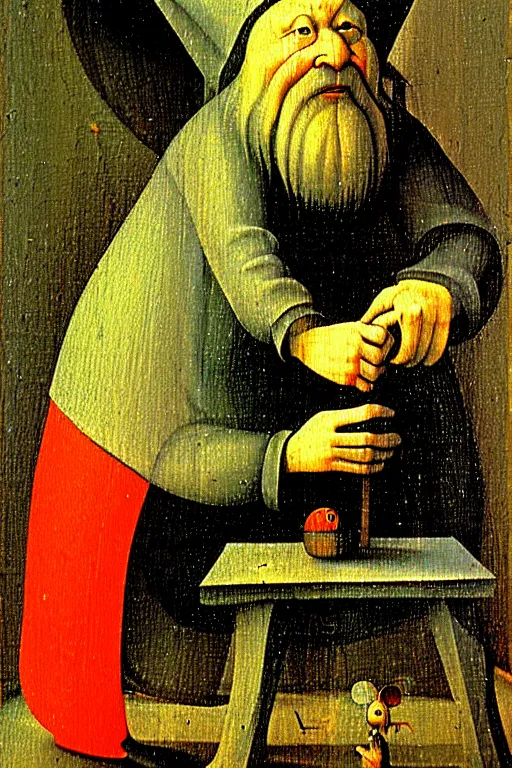 Image similar to hieronymus bosch painting of a gnome