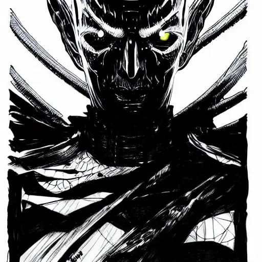 Prompt: Klaus Schwab looking sinister, by Tsutomu Nihei, highly detailed