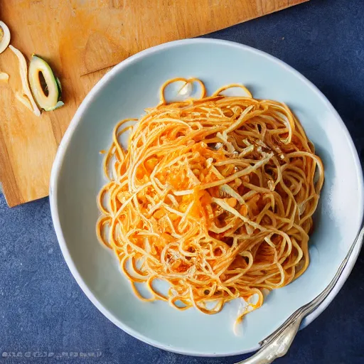 Image similar to super cheesy spaghetti topped with jalapenos, 4 k closeup