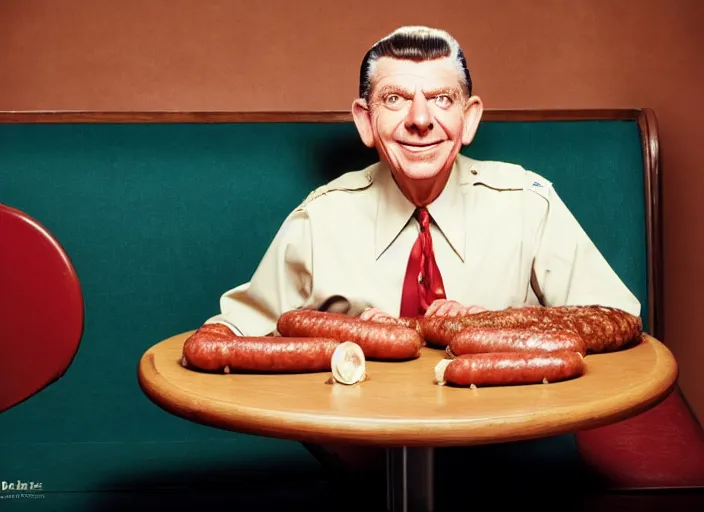 Image similar to photo still of andy griffith as matlock at shoneys!!!!!!!! at age 7 6 years old 7 6 years of age!!!!!!!! enjoying sausage, 8 k, 8 5 mm f 1. 8, studio lighting, rim light, right side key light