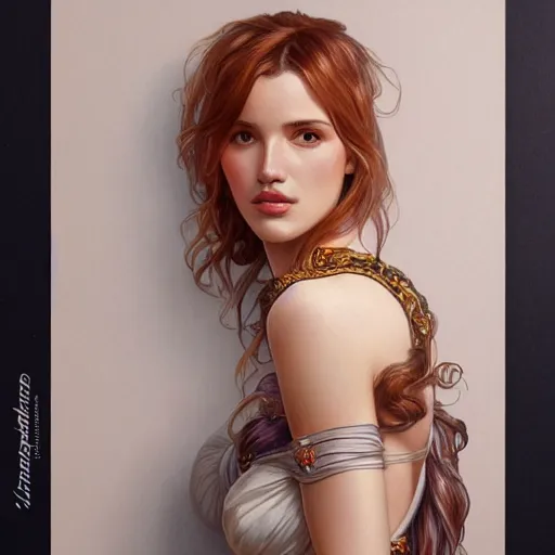 Image similar to ultra realistic illustration, bella thorne as tinder, intricate, elegant, highly detailed, digital painting, artstation, concept art, smooth, sharp focus, illustration, art by artgerm and greg rutkowski and alphonse mucha