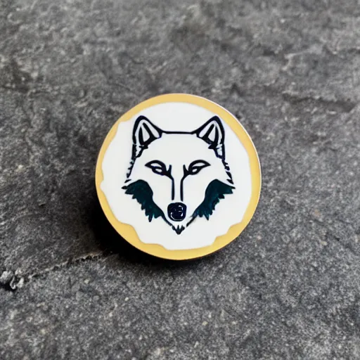 Image similar to retro minimalistic clean wolf enamel pin