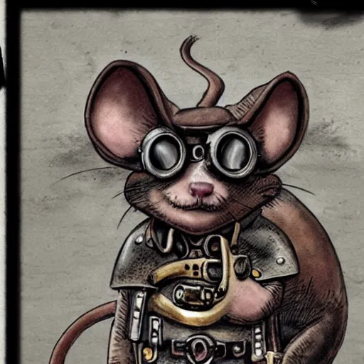 Prompt: a rat with steampunk googles, from Berserk