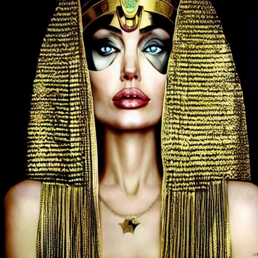 Prompt: an amazing award winning photo of angelina jolie as cleopatra, beautiful masterpiece