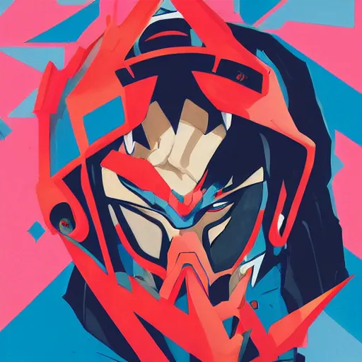 Prompt: Painting of Tengen Toppa Gurren Lagann k by Sachin Teng, asymmetrical, Organic Painting ,geometric shapes, Smoke, hard edges, energetic, graffiti, street art:2 by Sachin Teng:4