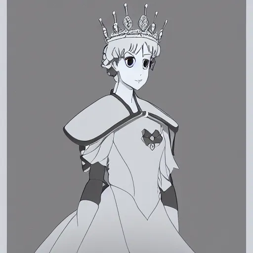 Prompt: Queen Elizabeth II Anime Character Study concept art