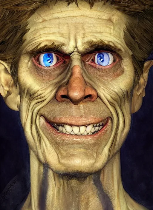 Prompt: closeup portrait biblical daemonic willem dafoe as a pixar!!! character, by mikhail vrubel, by peter elson, muted colors, extreme detail, trending on artstation, 8 k