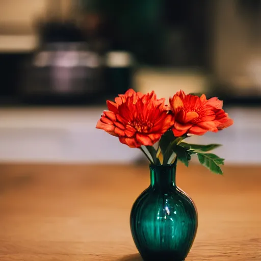 Image similar to dslr photo of a vase on a table, 55mm, f/1.3