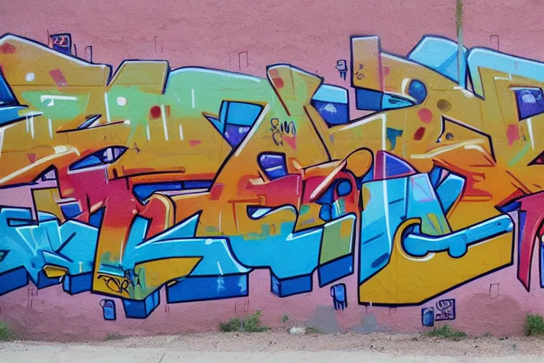 Image similar to a mural about downtown tucson, in style of graffiti street art