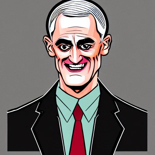 Image similar to digital portrait of secretary of denis mcdonough face with featureless eyes, cover art of graphic novel, evil laugh, menacing, Machiavellian puppetmaster, villain, solid colors, clean lines, clean ink, trending on artstation